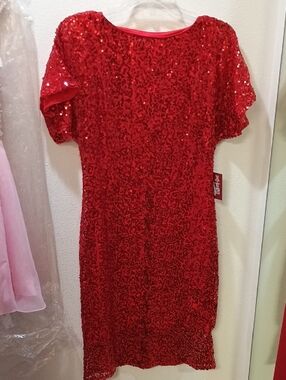 Reba Red Sequin Midi Dress